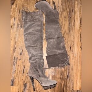 Bakers Vintage khaki suede thigh, high platform boots 10